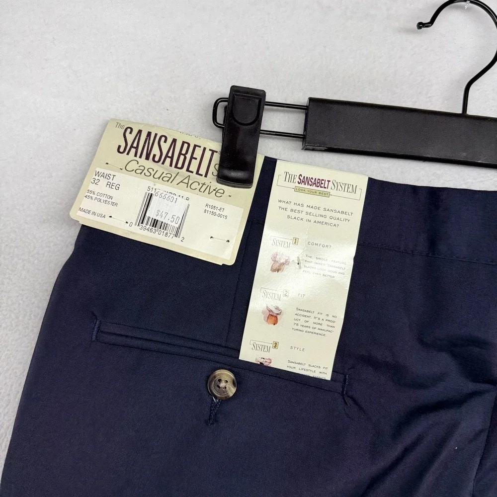 Vintage Sansabelt Shorts Men's 32 Fits 30 Blue High Waisted preppy USA made NEW